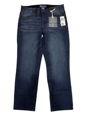 NWT Democracy Ab Solution Straight Leg Petite Jeans 8P Dark Wash MSRP $78